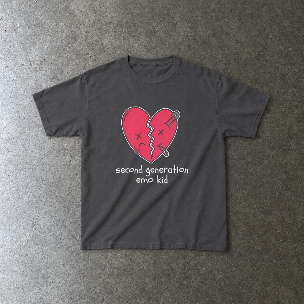 Second Generation Emo Kid 2.0 Youth Tee toddler tee in charcoal, laid flat