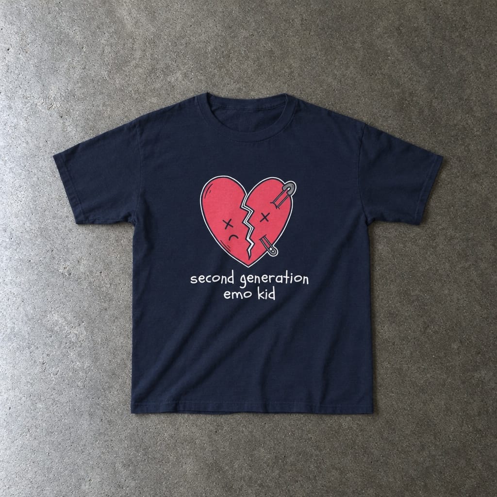 Second Generation Emo Kid 2.0 Youth Tee toddler tee in navy, laid flat