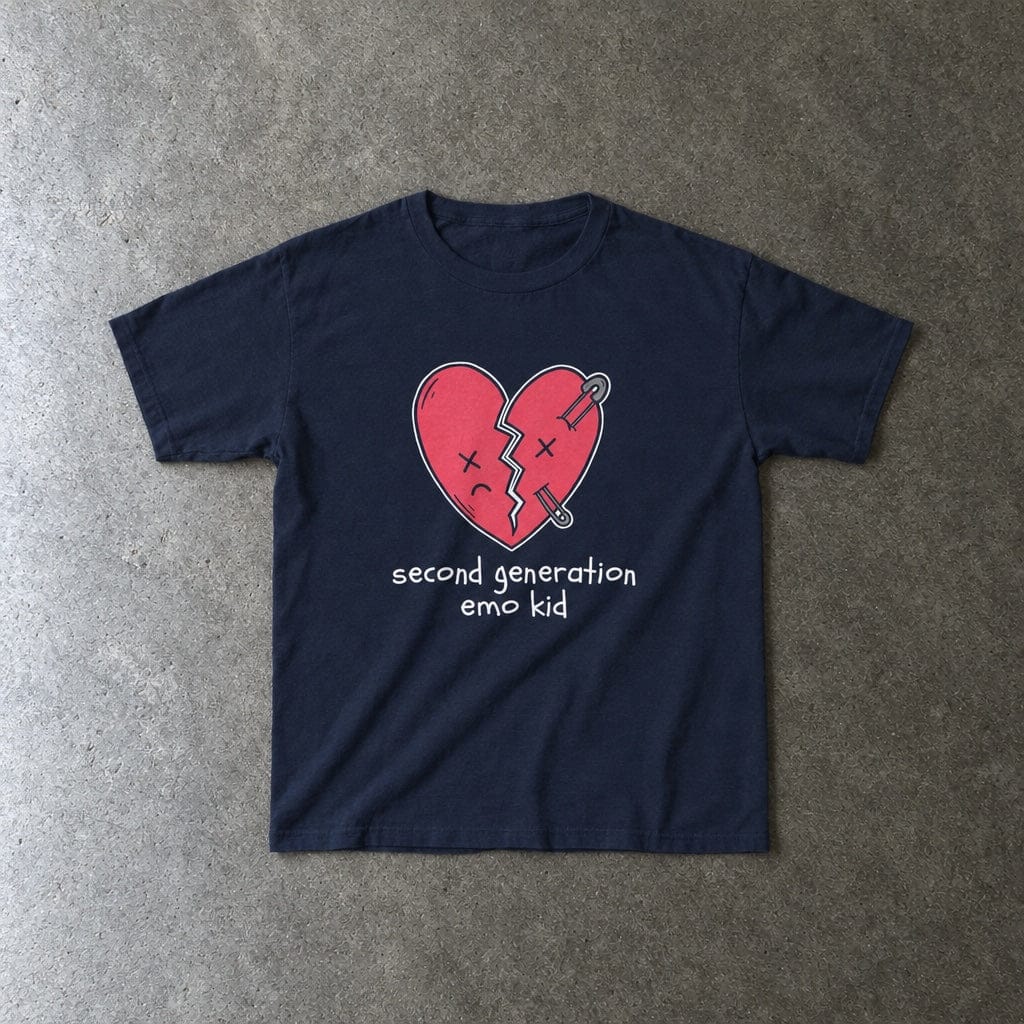 Second Generation Emo Kid 2.0 Youth Tee toddler tee in navy, laid flat