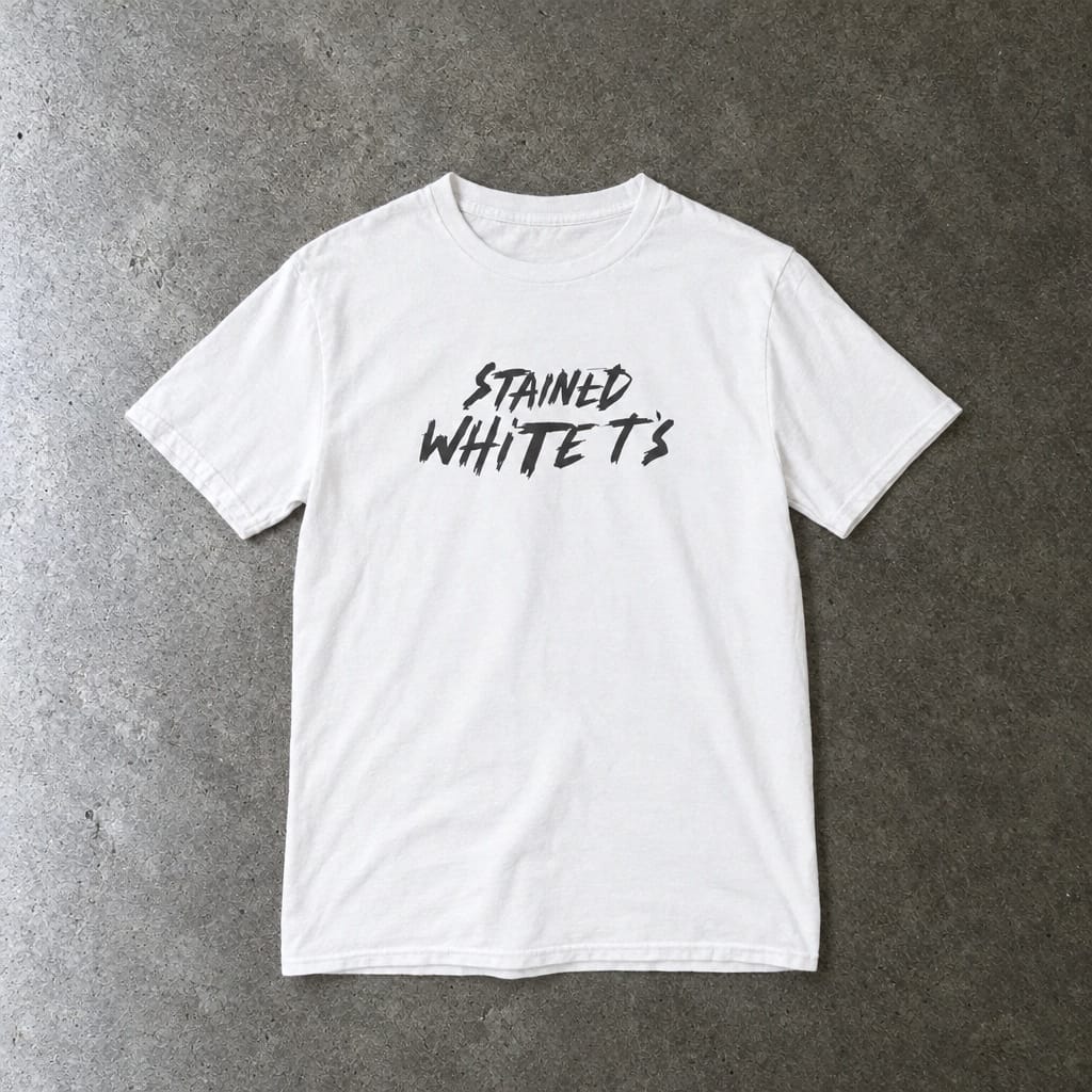 Stained White Tees youth tee in white, laid flat