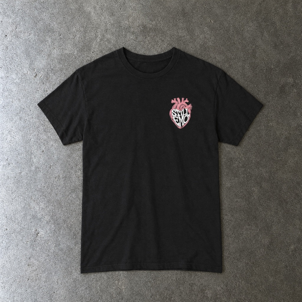 Still Emo Anatomical Heart Color Tee toddler tee in black, laid flat