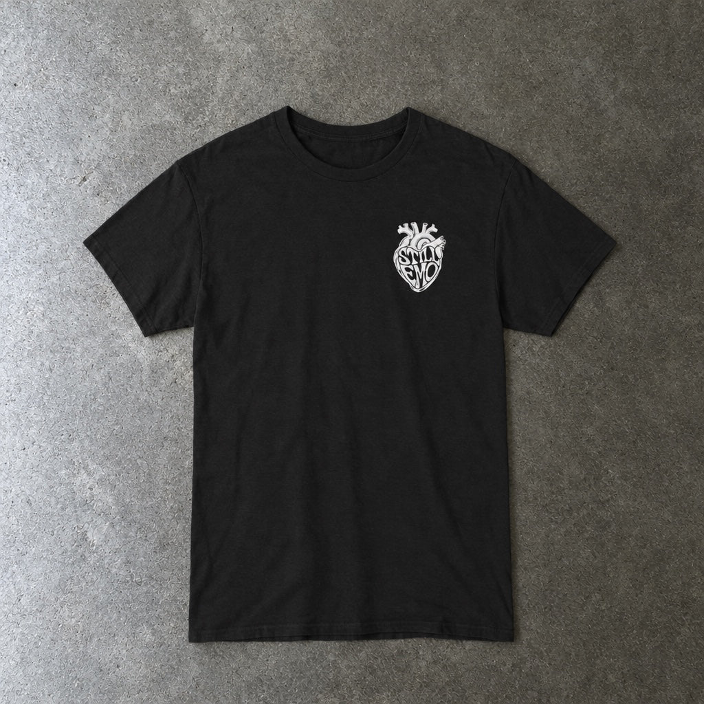 Still Emo Anatomical Heart Tee toddler tee in black, laid flat