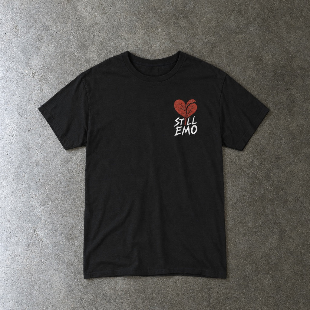 Still Emo Bleeding Heart Tee toddler tee in black, laid flat