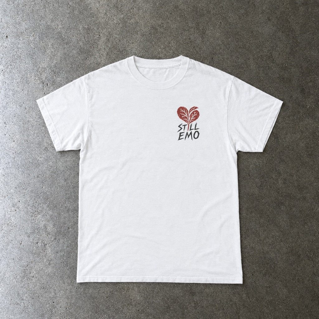 Still Emo Bleeding Heart Tee toddler tee in white, laid flat