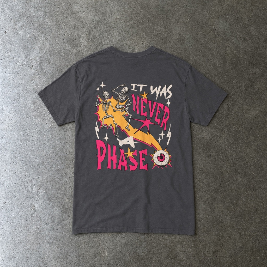 Still Emo Eyeball Tee toddler tee in charcoal, laid flat, back view