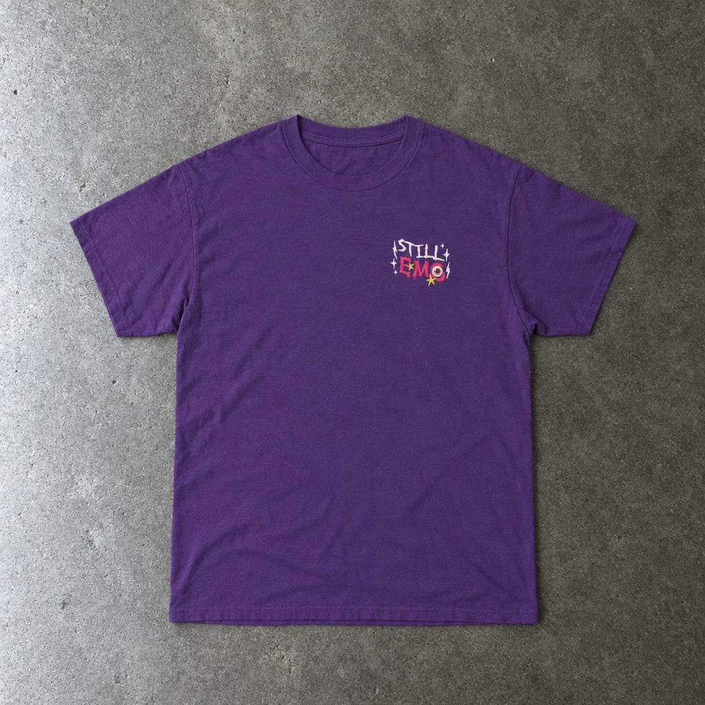 Still Emo Eyeball Tee toddler tee in purple, laid flat