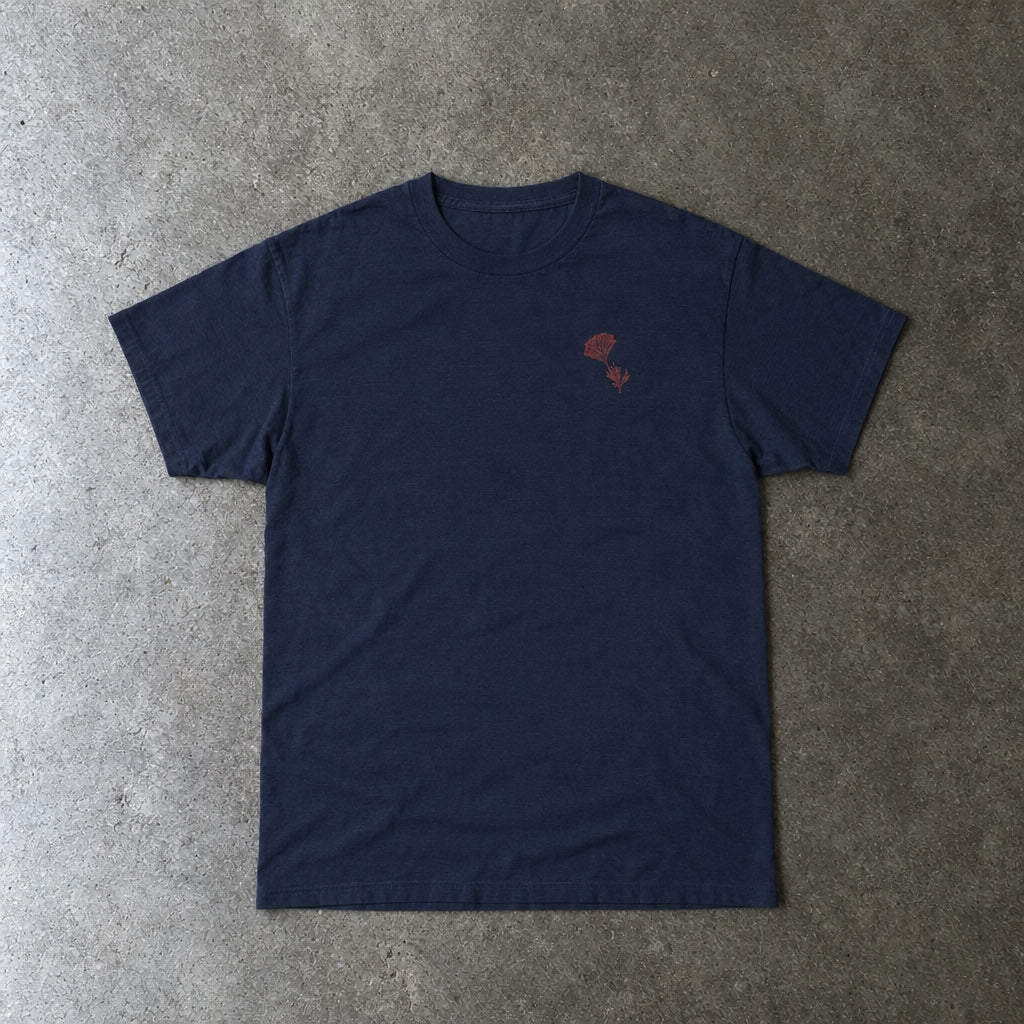 Still Emo Flower Tee toddler tee in navy, laid flat