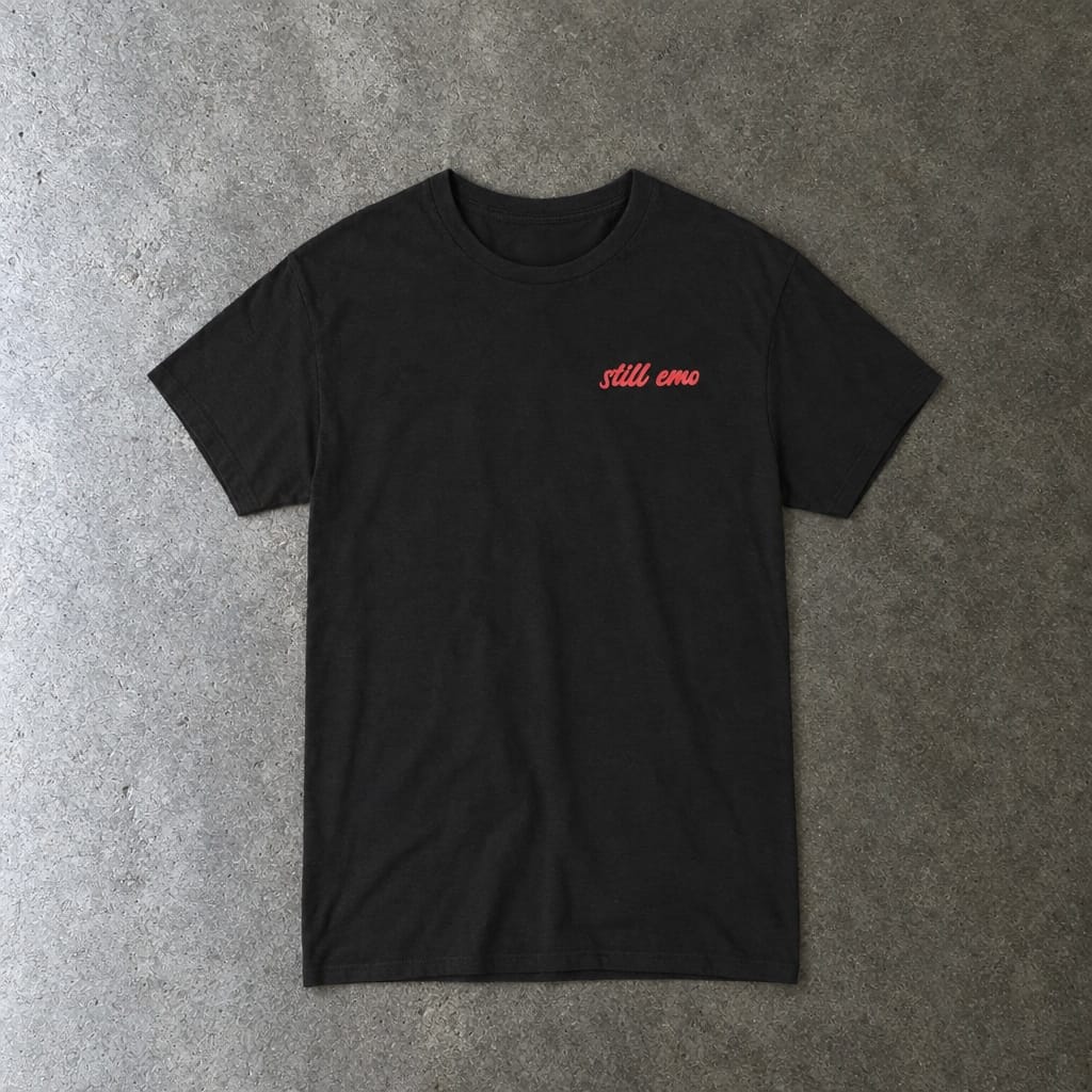 Still Emo Rose Tee toddler tee in black, laid flat