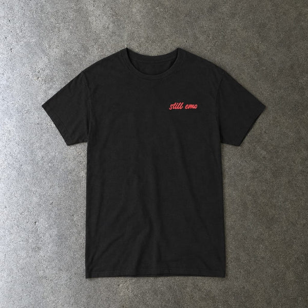 Still Emo Rose Tee toddler tee in black, laid flat
