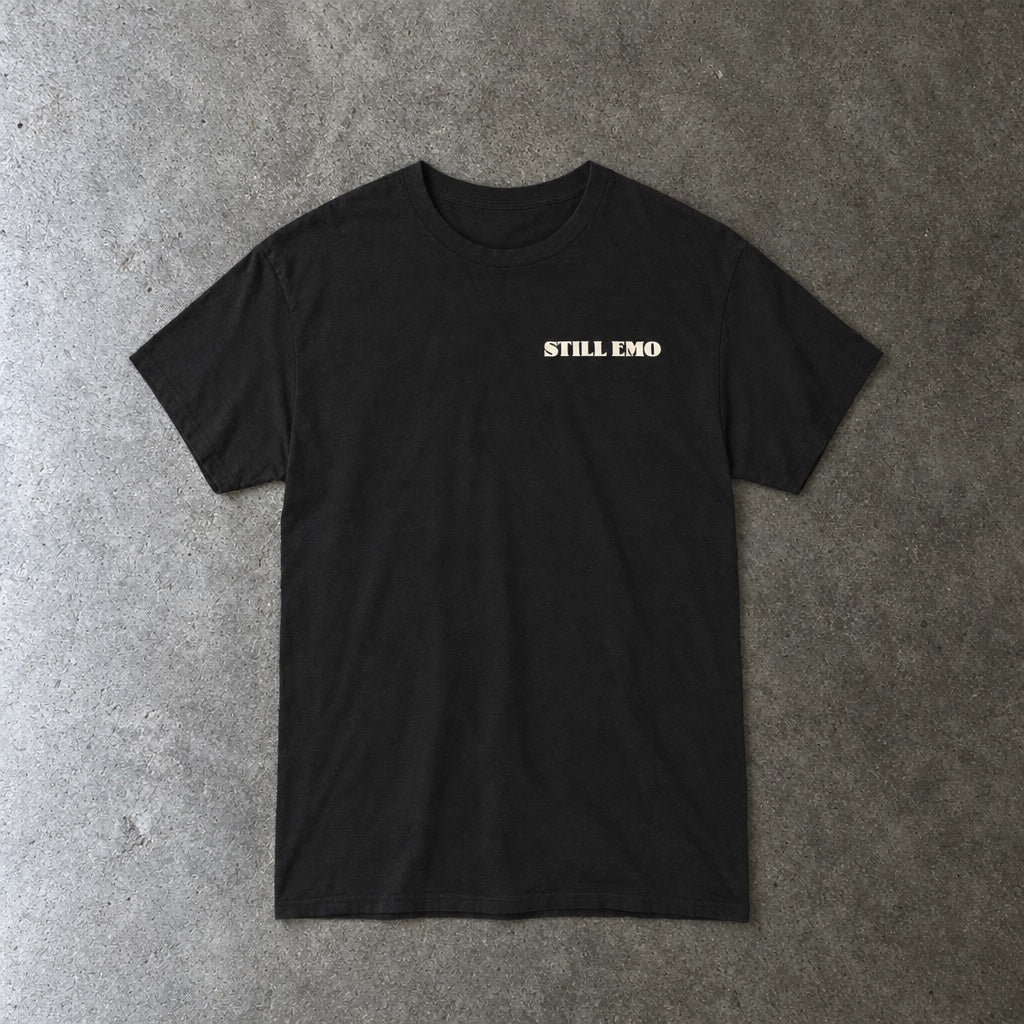 Still Emo Skull Tee toddler tee in black, laid flat
