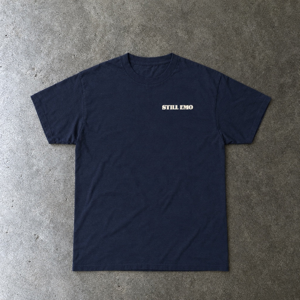 Still Emo Skull Tee toddler tee in navy, laid flat