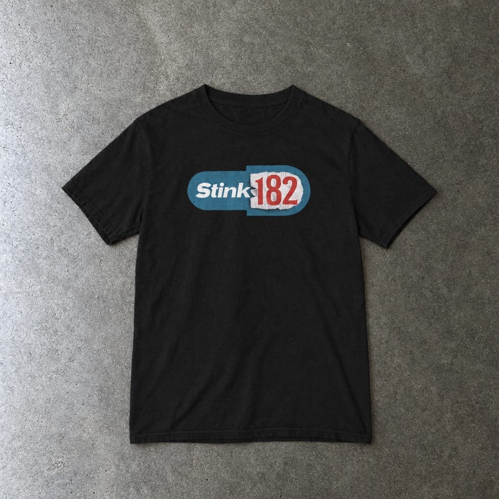 Stink-182 youth tee in black, laid flat