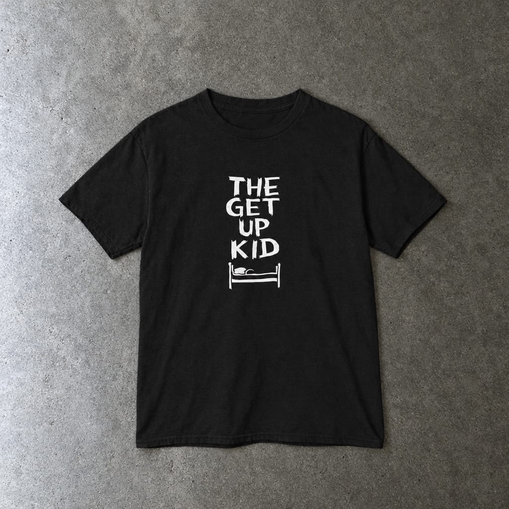 The Get Up Kid youth tee in black, laid flat