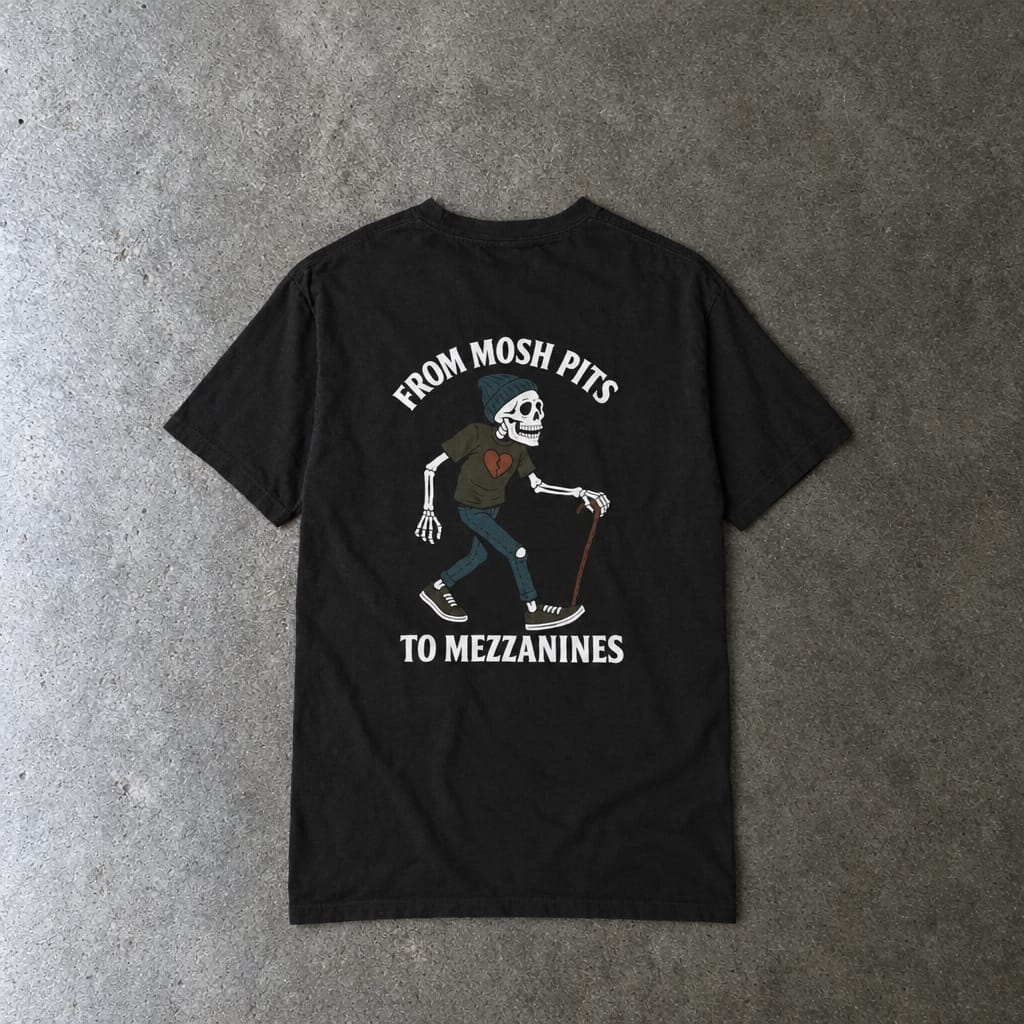 From Mosh Pits to Mezzanines Tee on Comfort Colors Black / S
