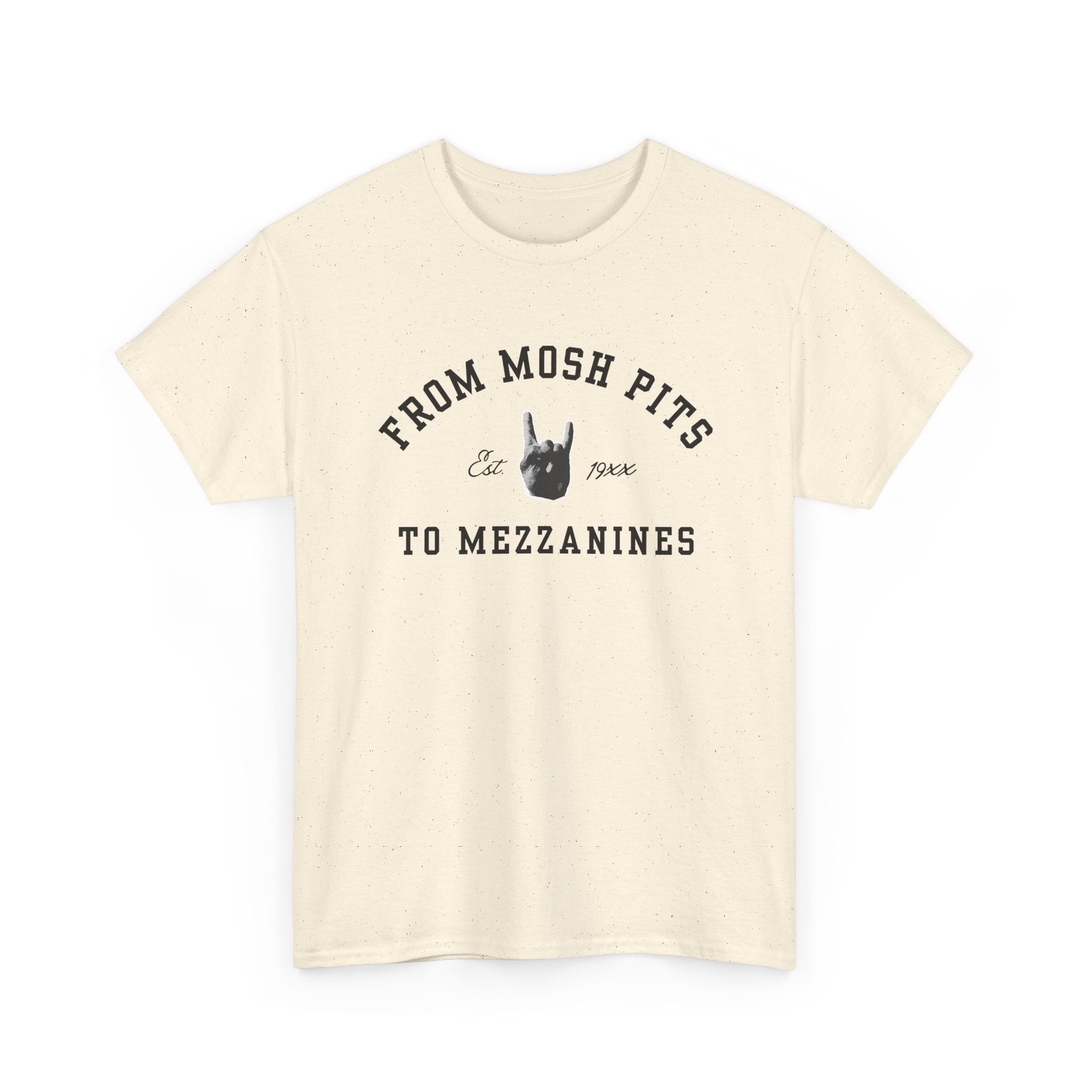From Mosh Pits To Mezzanines Varsity Tee Natural / S