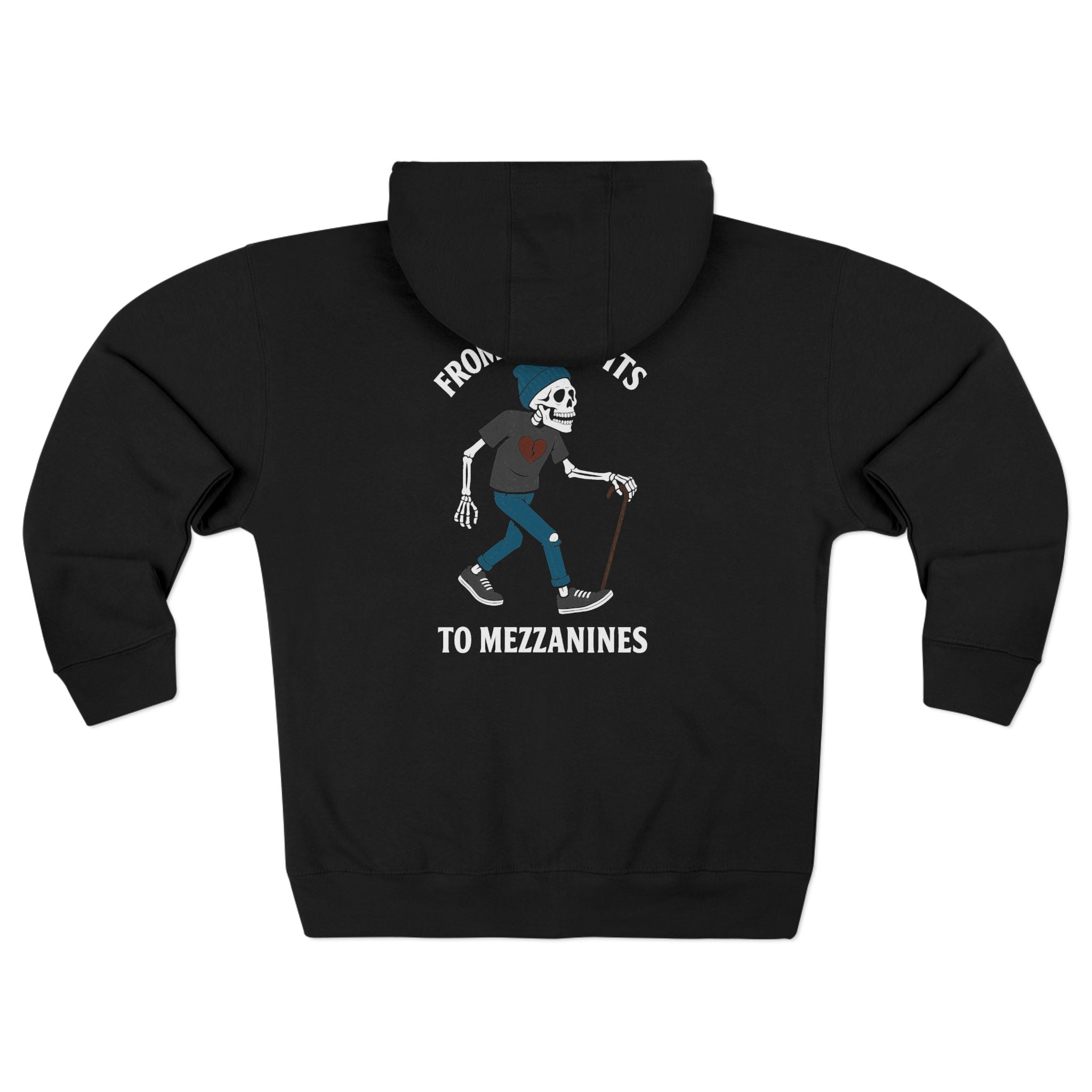 From Mosh Pits to Mezzanines Zip-up Hoodie S / Black