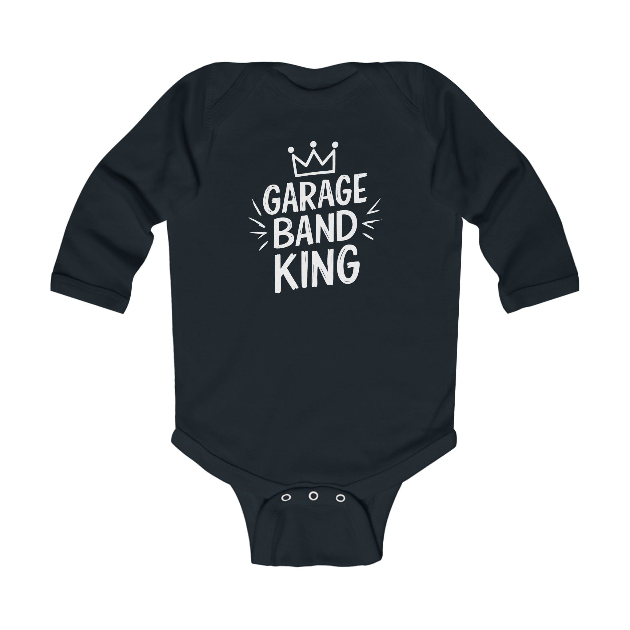 Garage Band King - Long Sleeve Onesie Black / NB (0-3M)
