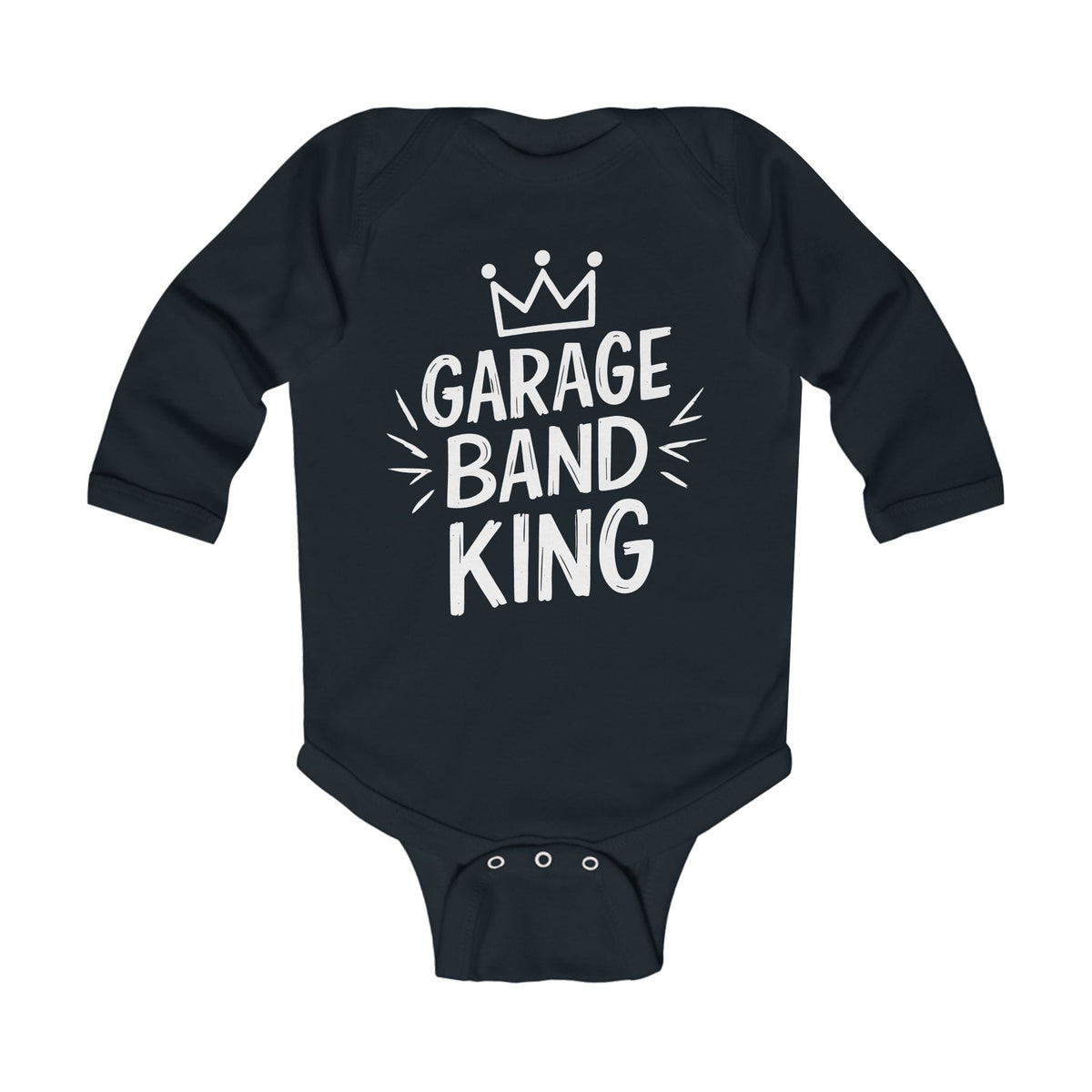 Garage Band King - Long Sleeve Onesie CA Black / NB (0-3M)