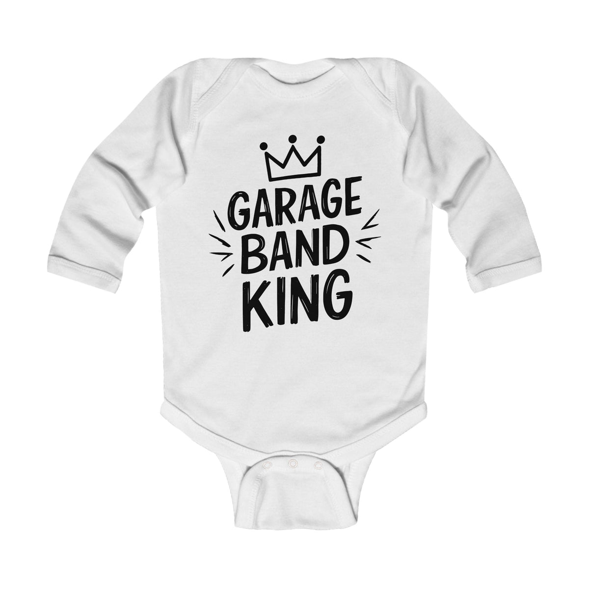 Garage Band King - Long Sleeve Onesie CA White / NB (0-3M)