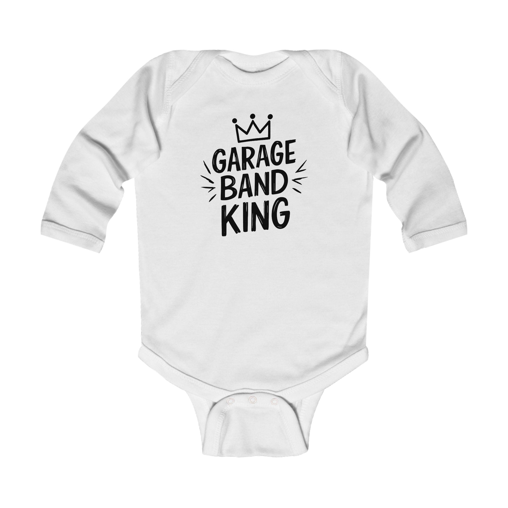 Garage Band King - Long Sleeve Onesie White / NB (0-3M)