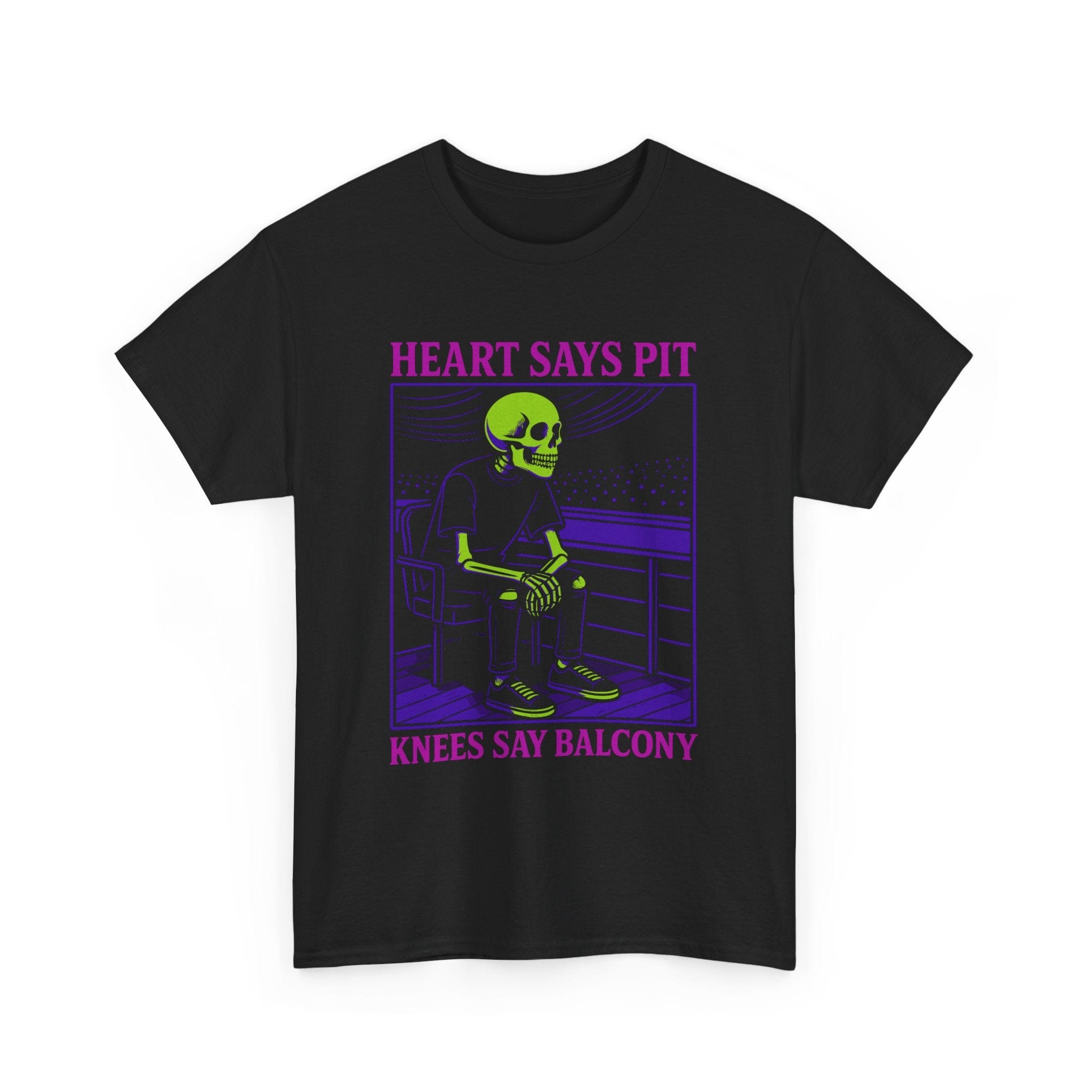 Heart Says Pit, Knees Say Balcony Neon Edition Tee Black / S