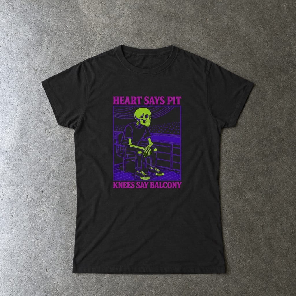 Heart Says Pit, Knees Say Balcony Neon Edition - Women's Tee S / Black