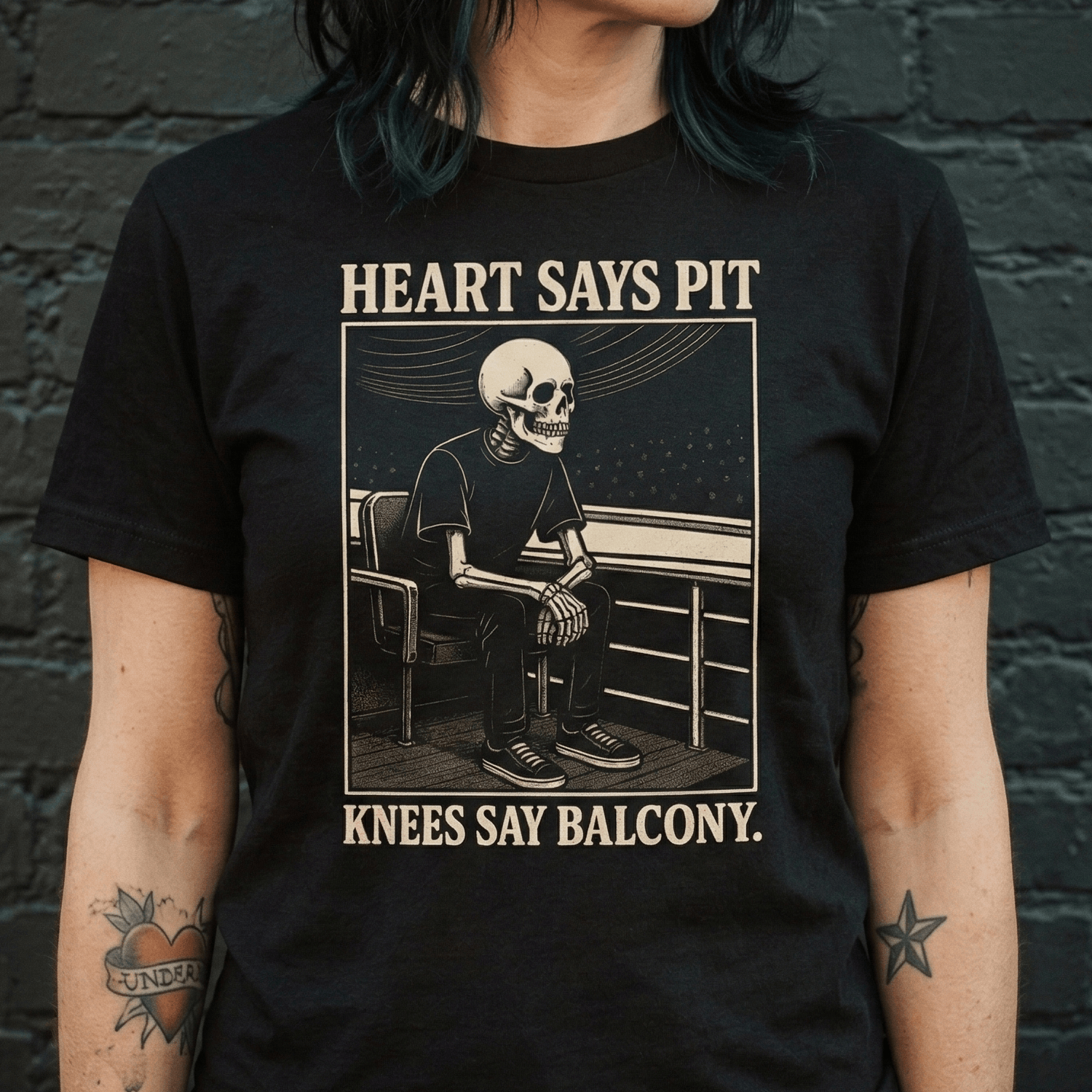 Heart Says Pit, Knees Say Balcony Tee on Comfort Colors