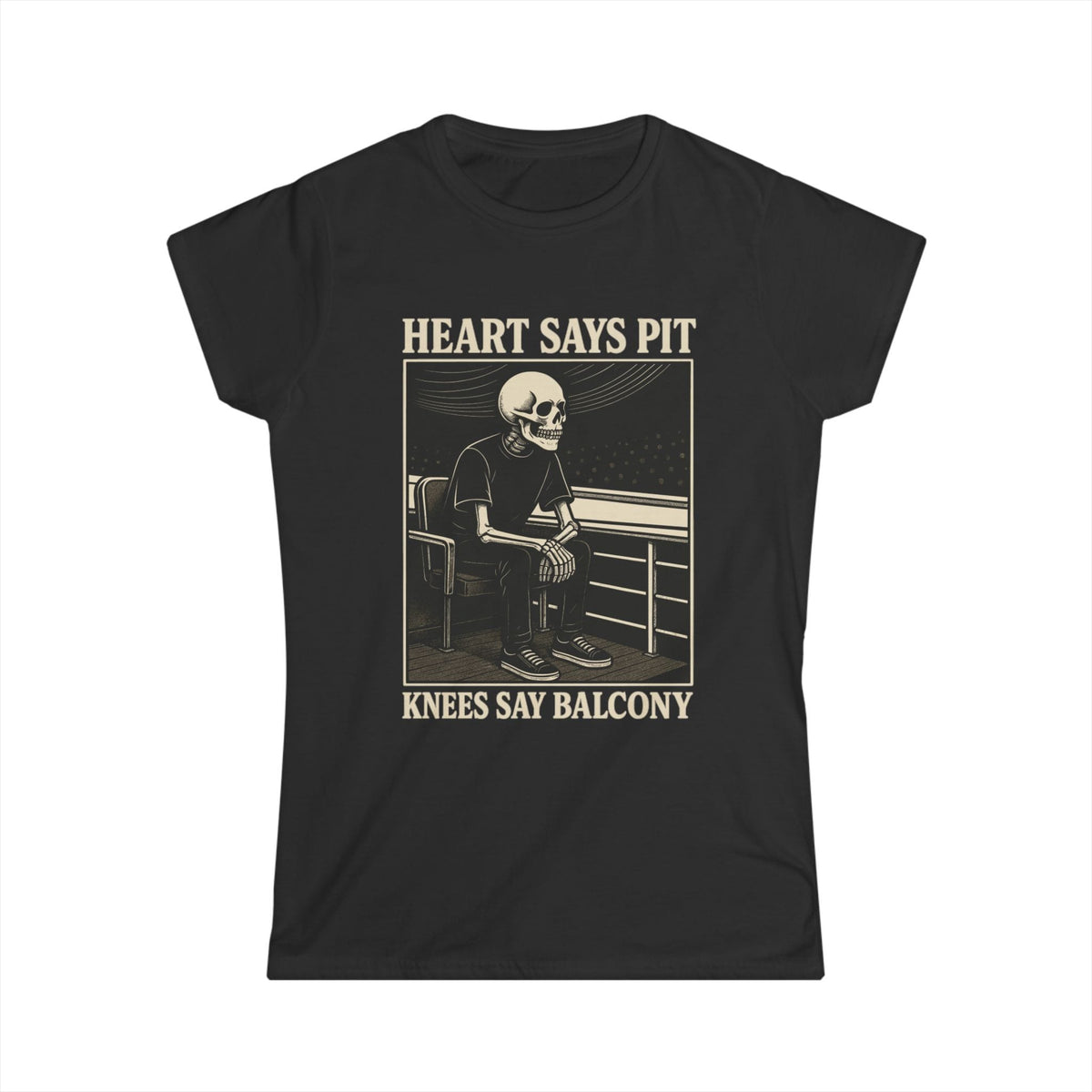 Heart Says Pit, Knees Say Balcony - Women's Tee CA S / Black