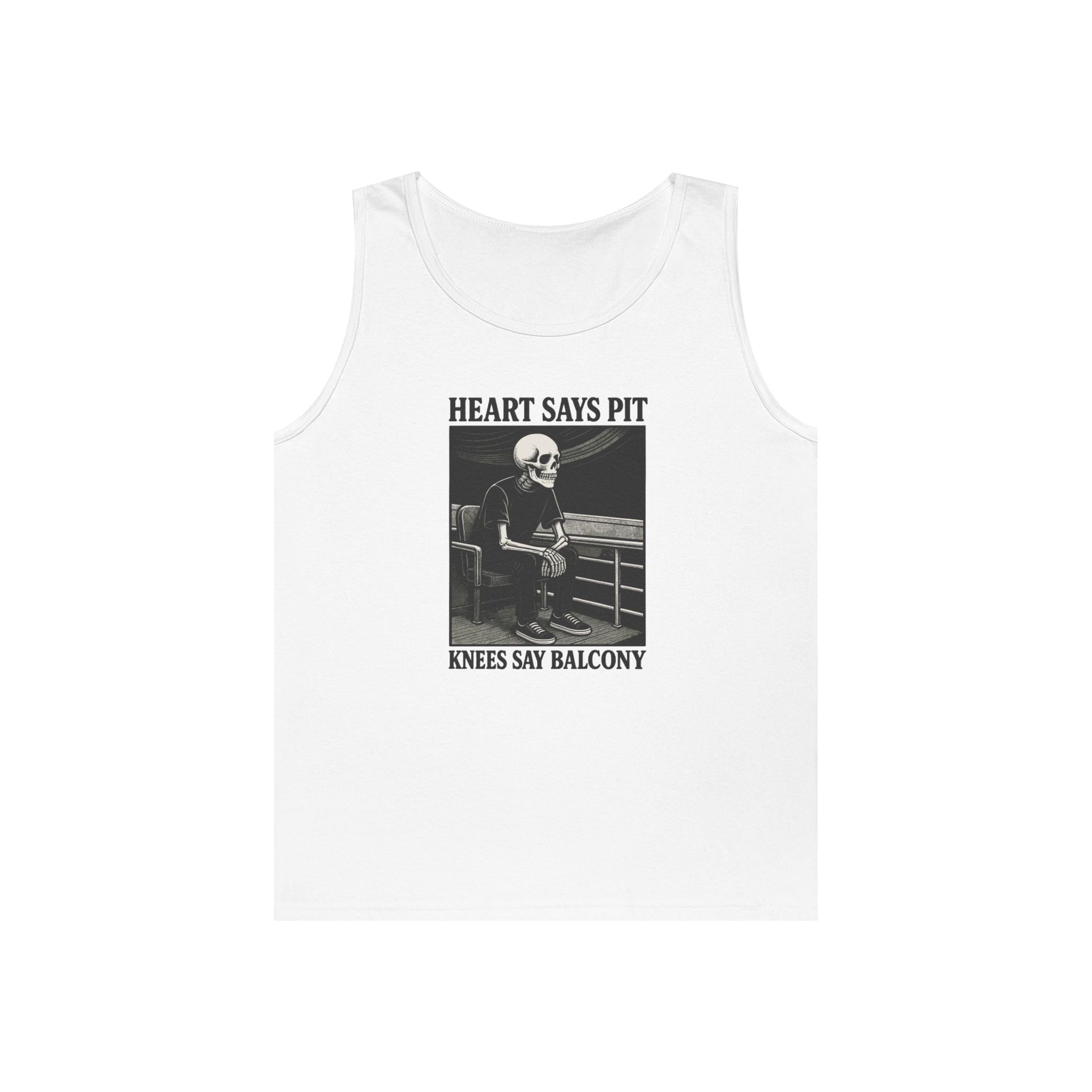 Hearts Say Pit, Knees Say Balcony Tank S / White