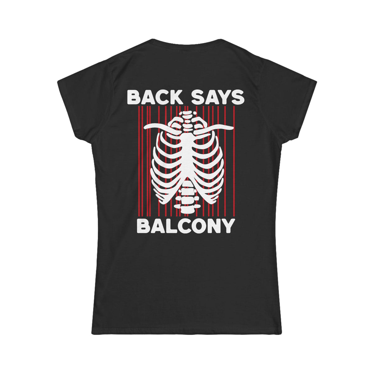 Hearts Says Pit, Back Says Balcony - Women's Tee CA S / Black