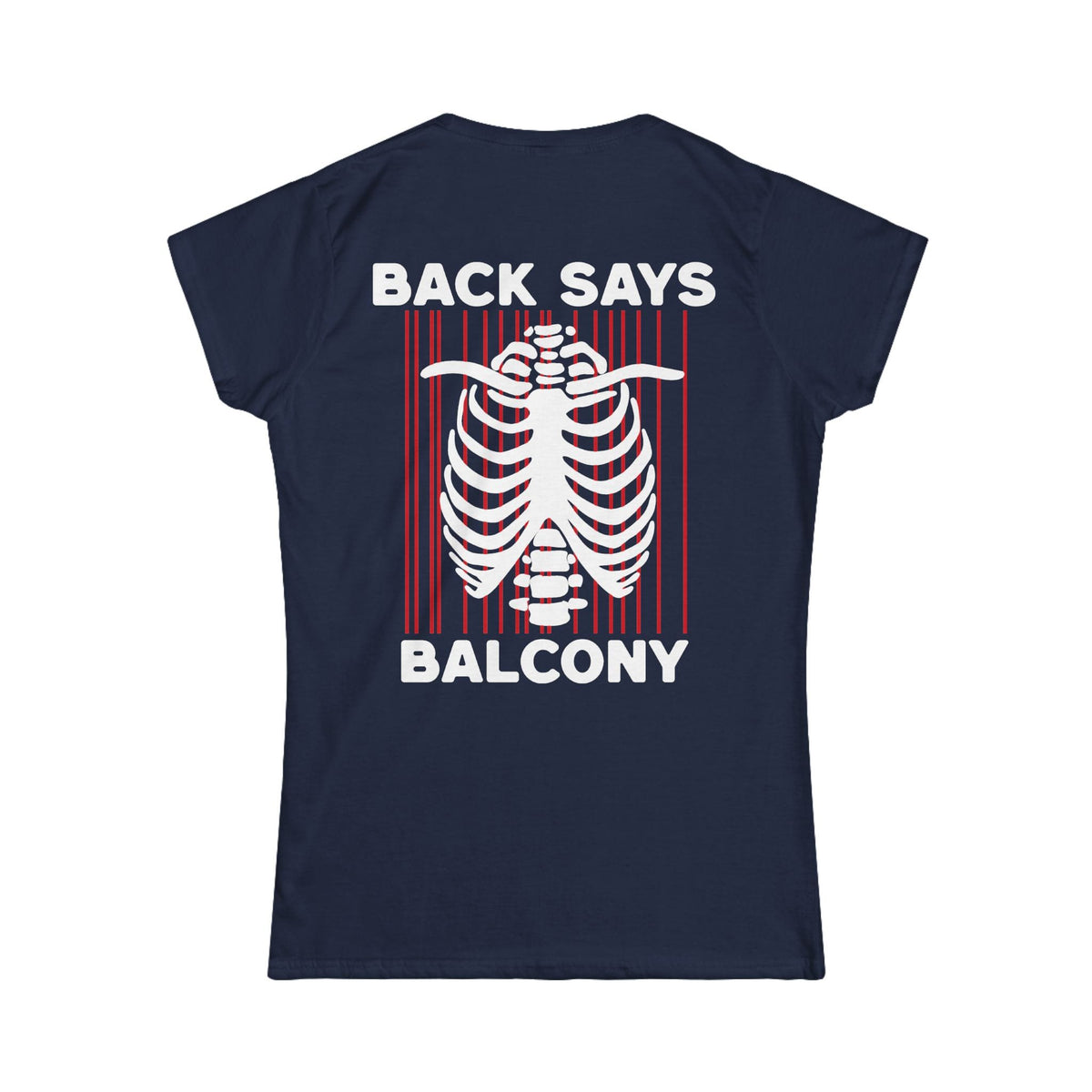 Hearts Says Pit, Back Says Balcony - Women's Tee CA S / Navy