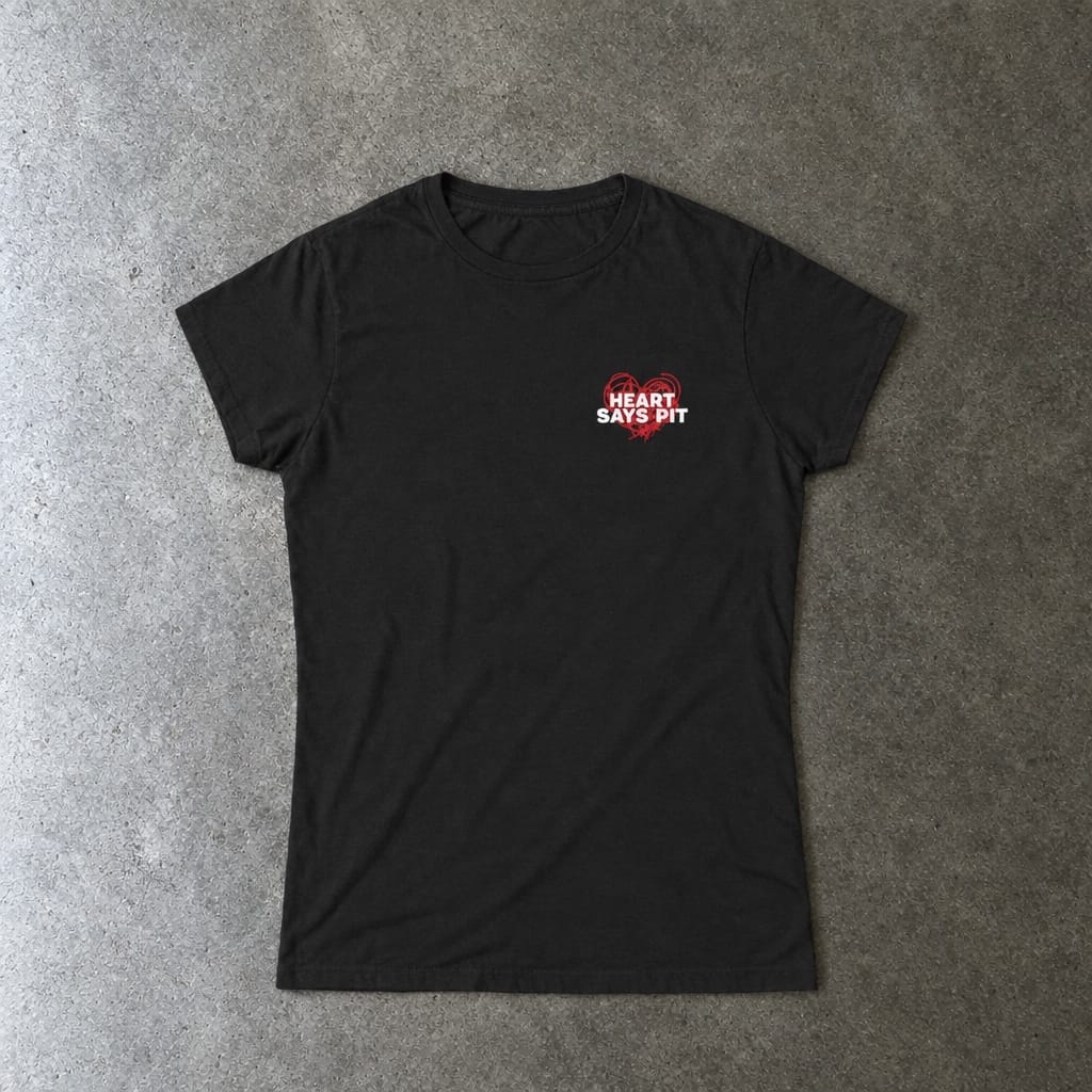 Hearts Says Pit, Back Says Balcony - Women's Tee S / Black