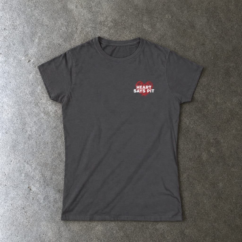 Hearts Says Pit, Back Says Balcony - Women's Tee S / Charcoal