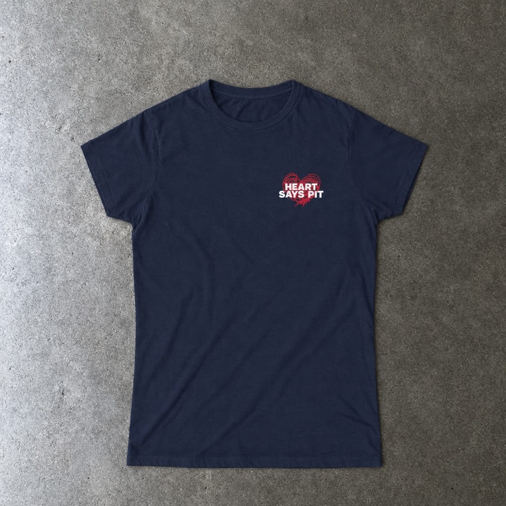 Hearts Says Pit, Back Says Balcony - Women's Tee S / Navy