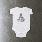 I Just Want to Break You Down So Badly onesie in white, laid flat