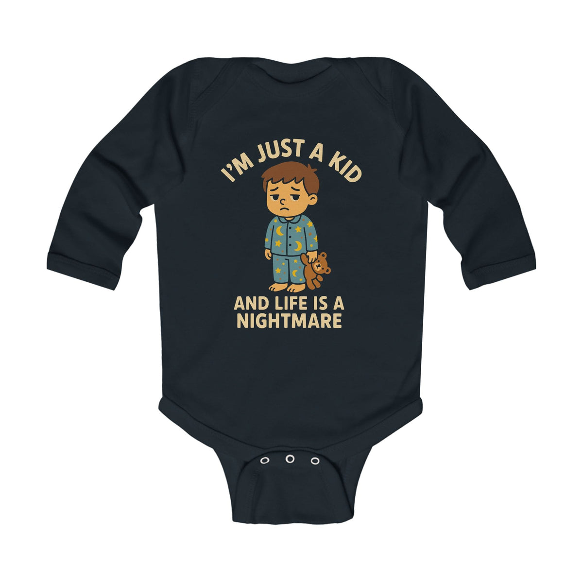 I'm Just A Kid - Long Sleeve Onesie CA Black / NB (0-3M)
