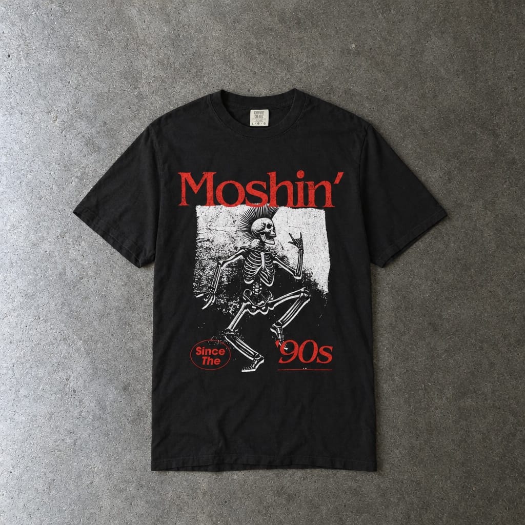 Moshin' Since the 90s Tee on Comfort Colors Black / S