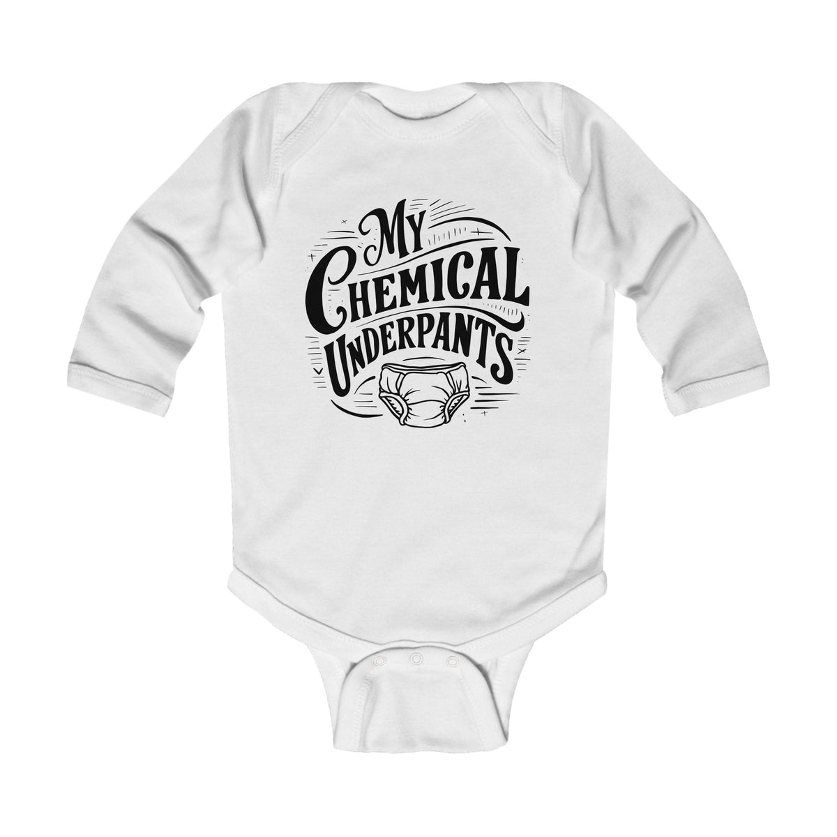 My Chemical Underpants - Long Sleeve Onesie CA White / NB (0-3M)