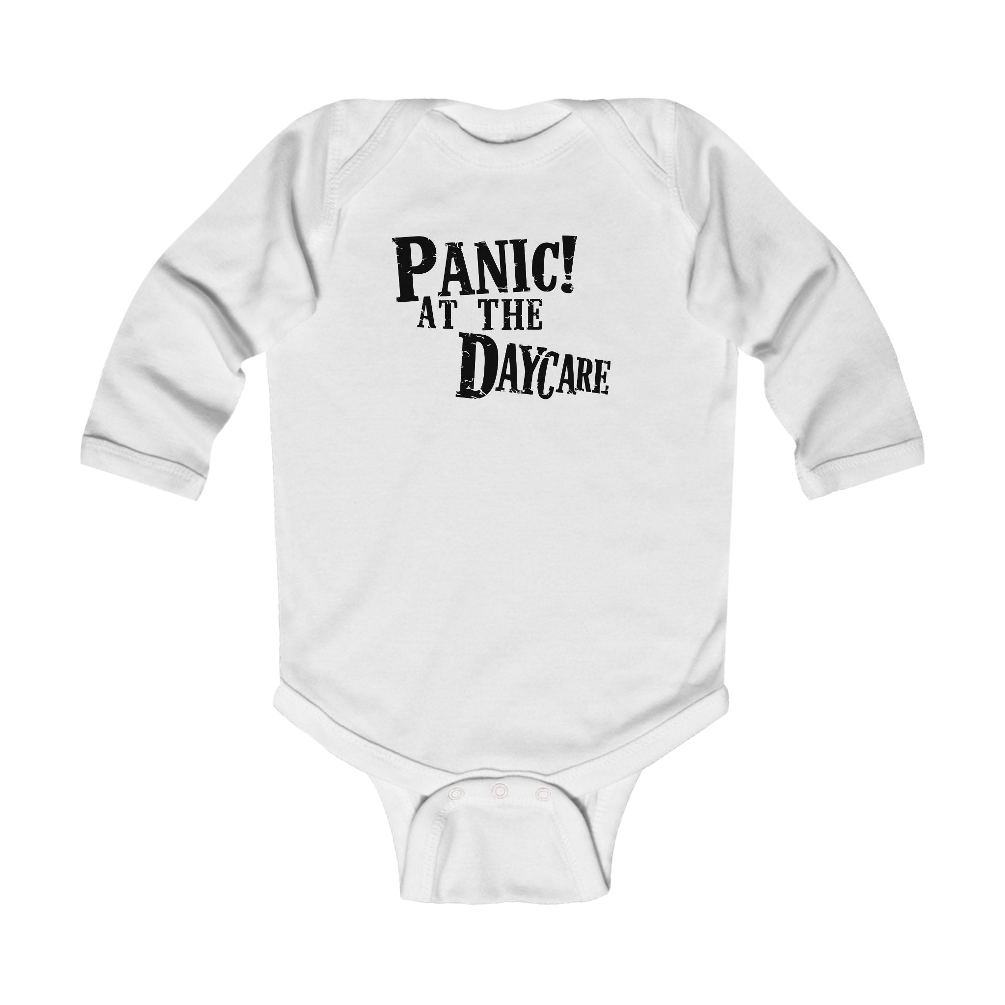 Panic! At The Daycare - Long Sleeve Onesie White / NB (0-3M)