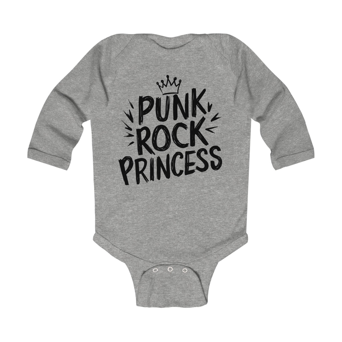 Punk Rock Princess - Long Sleeve Onesie CA Heather / NB (0-3M)