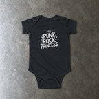 Punk Rock Princess onesie in black, laid flat