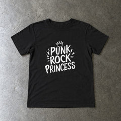 Punk Rock Princess toddler tee in black, laid flat