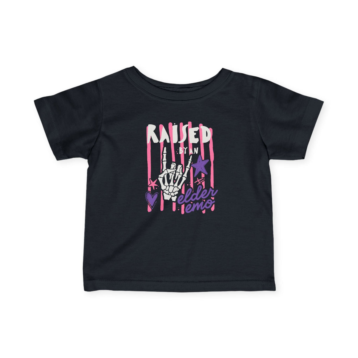Raised by an Elder Emo 2.0 Baby Tee 6M / Black