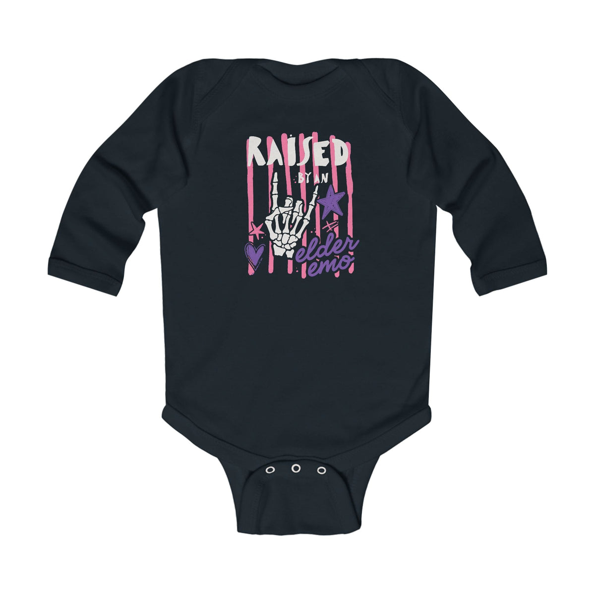 Raised by an Elder Emo 2.0 Long Sleeve Bodysuit Black / NB (0-3M)