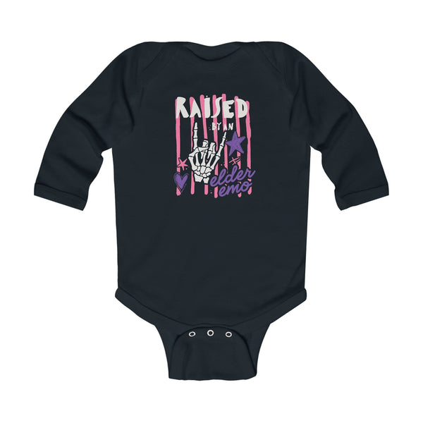 Raised by an Elder Emo 2.0 Long Sleeve Bodysuit Black / NB (0-3M)