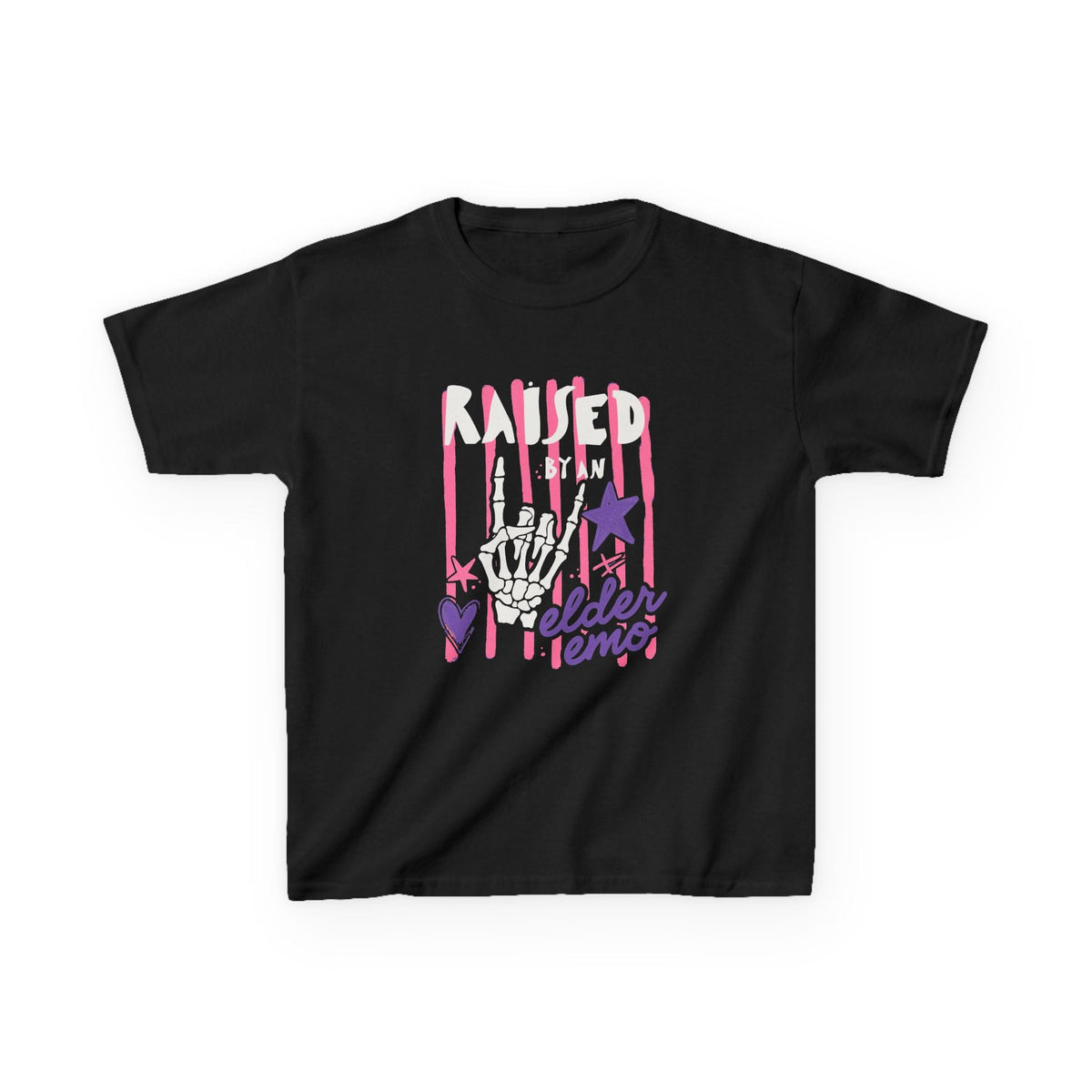 Raised by an Elder Emo 2.0 Youth Tee Black / XS