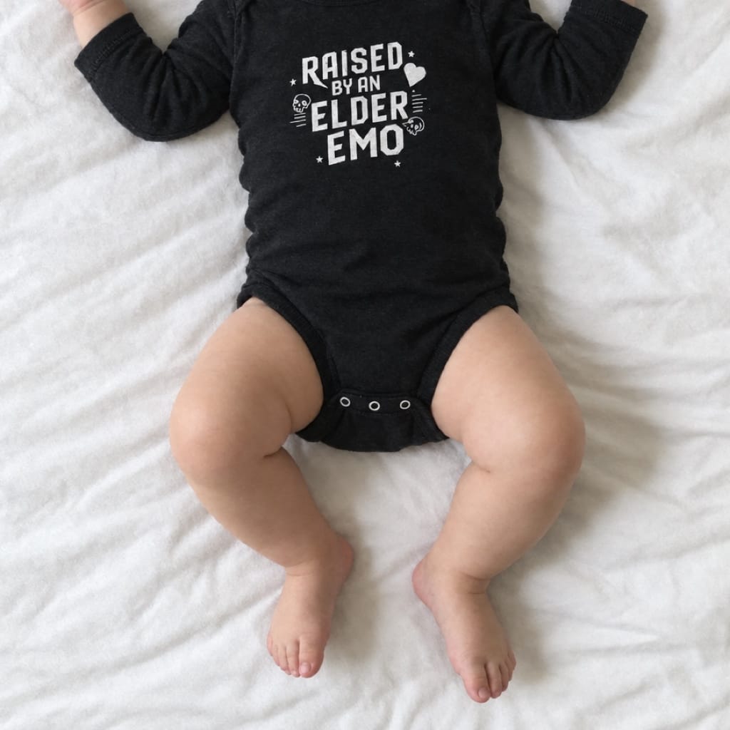 Raised by an Elder Emo - Long Sleeve Onesie