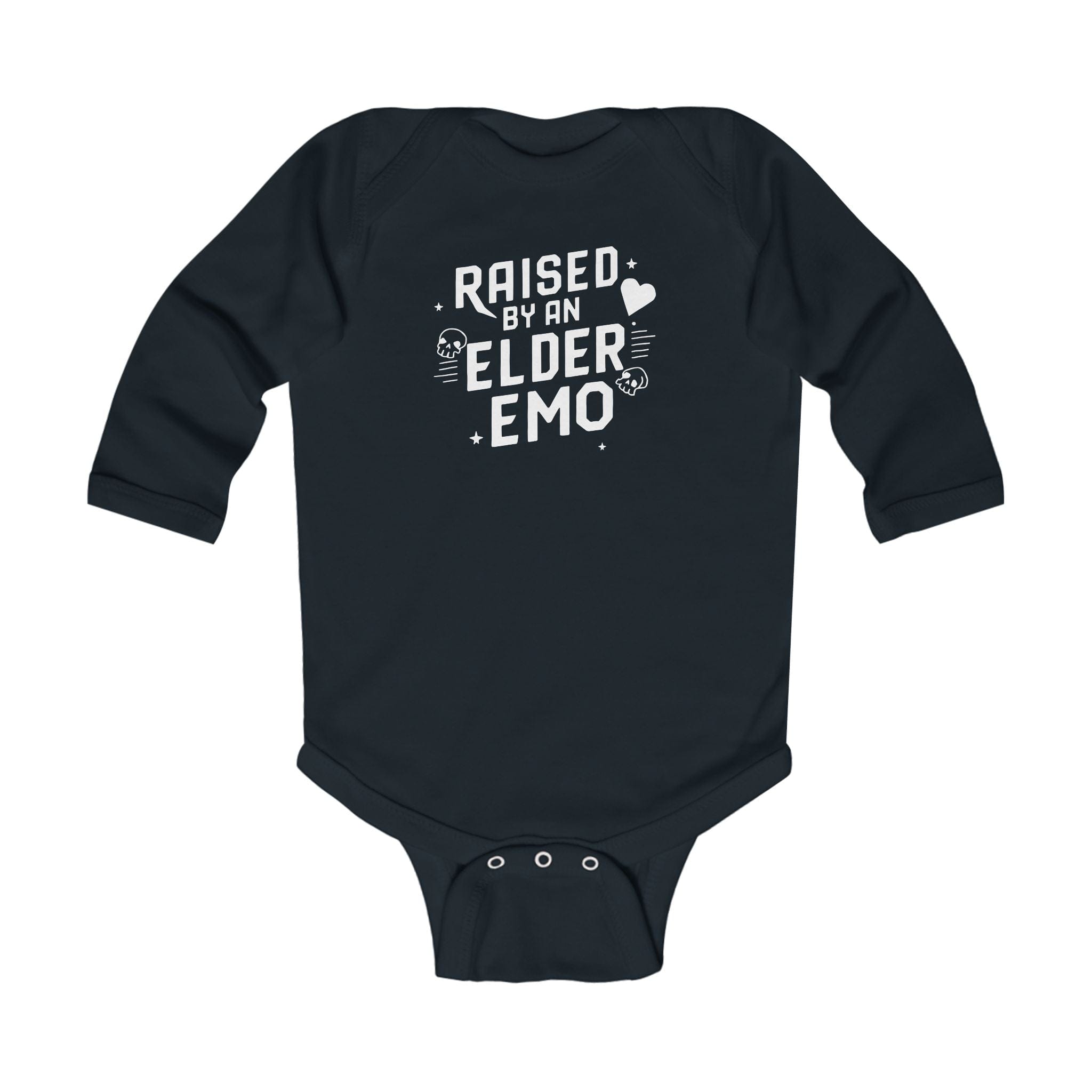 Raised by an Elder Emo - Long Sleeve Onesie Black / NB (0-3M)