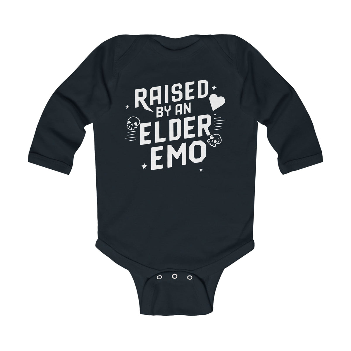 Raised by an Elder Emo - Long Sleeve Onesie CA Black / NB (0-3M)