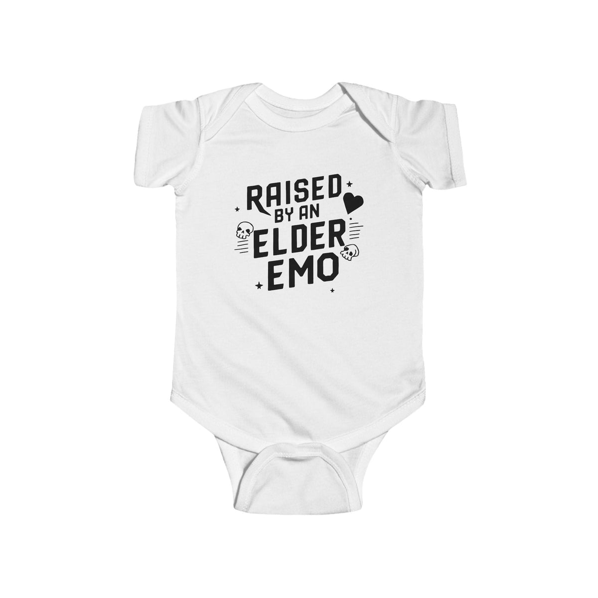 Raised by an Elder Emo - Onesie CA White / NB (0-3M)